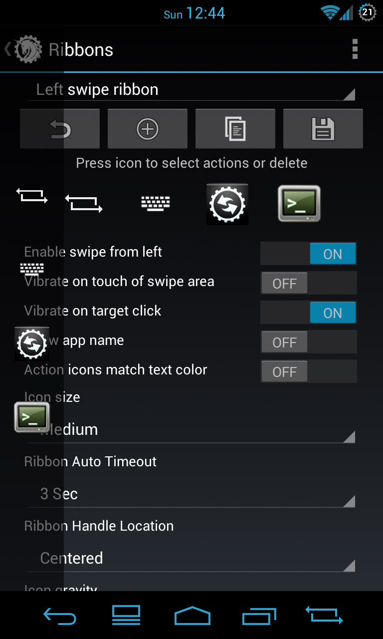 AOKP ribbons settings